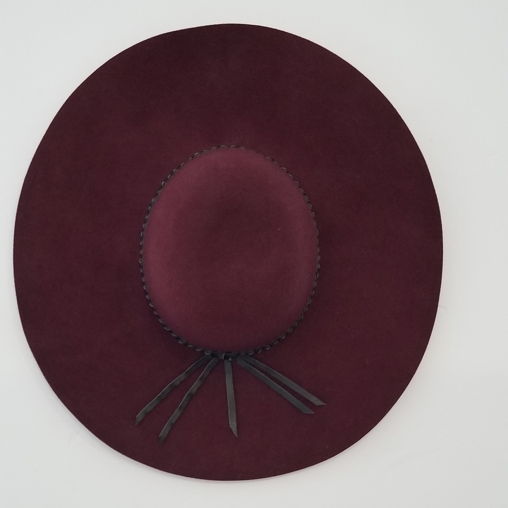 Burgundy Wool Wide Brim Floppy Hat